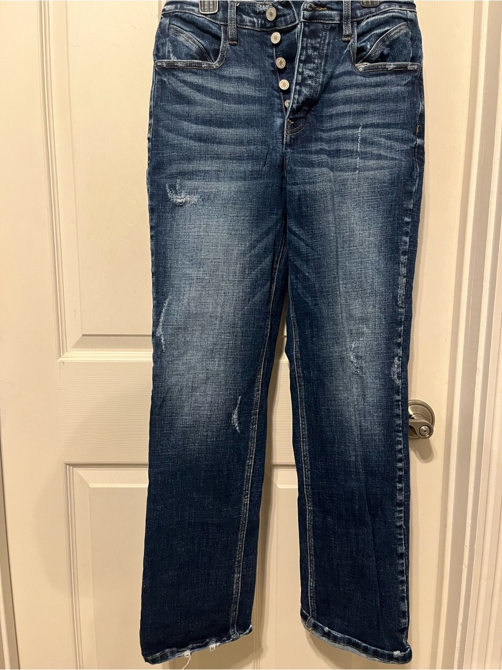 Women's Dark Blue High-Rise Button-Fly Jeans